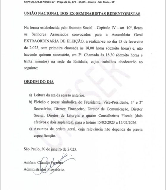 Carta Convite Assembléia Geral